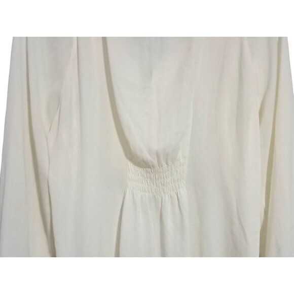 Alfani Womens Cream Pleated Front Blouse Size 16 Long Sleeve 100% Polyester - Picture 9 of 11